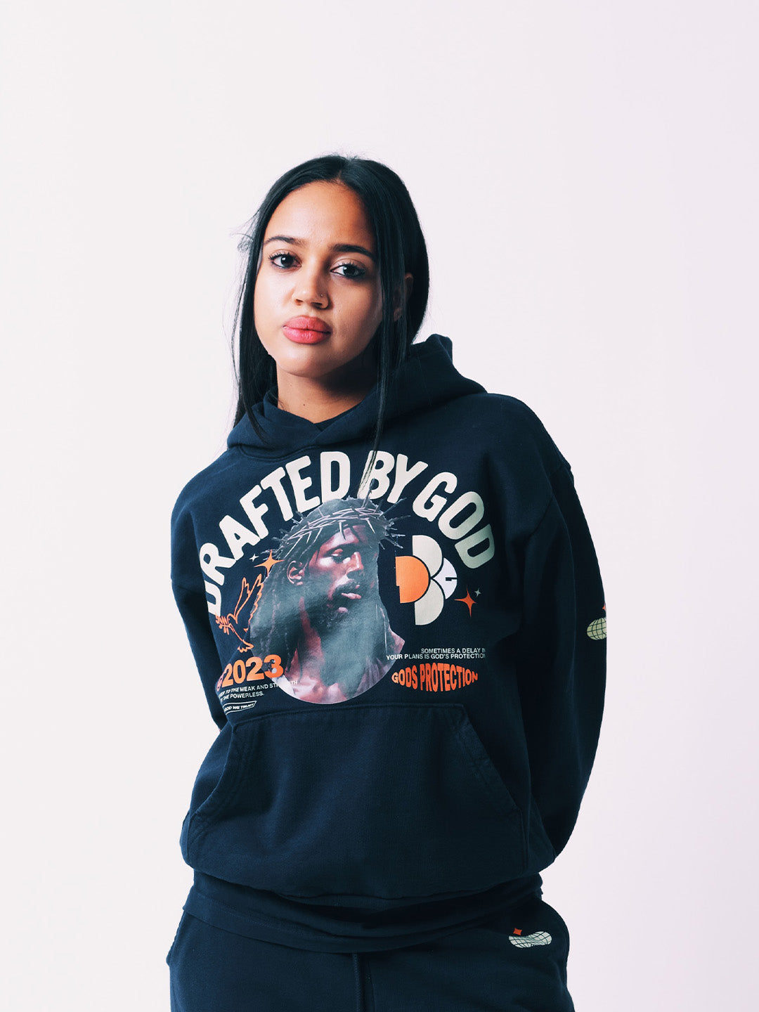 Black Jesus Hoody - Navy Blue